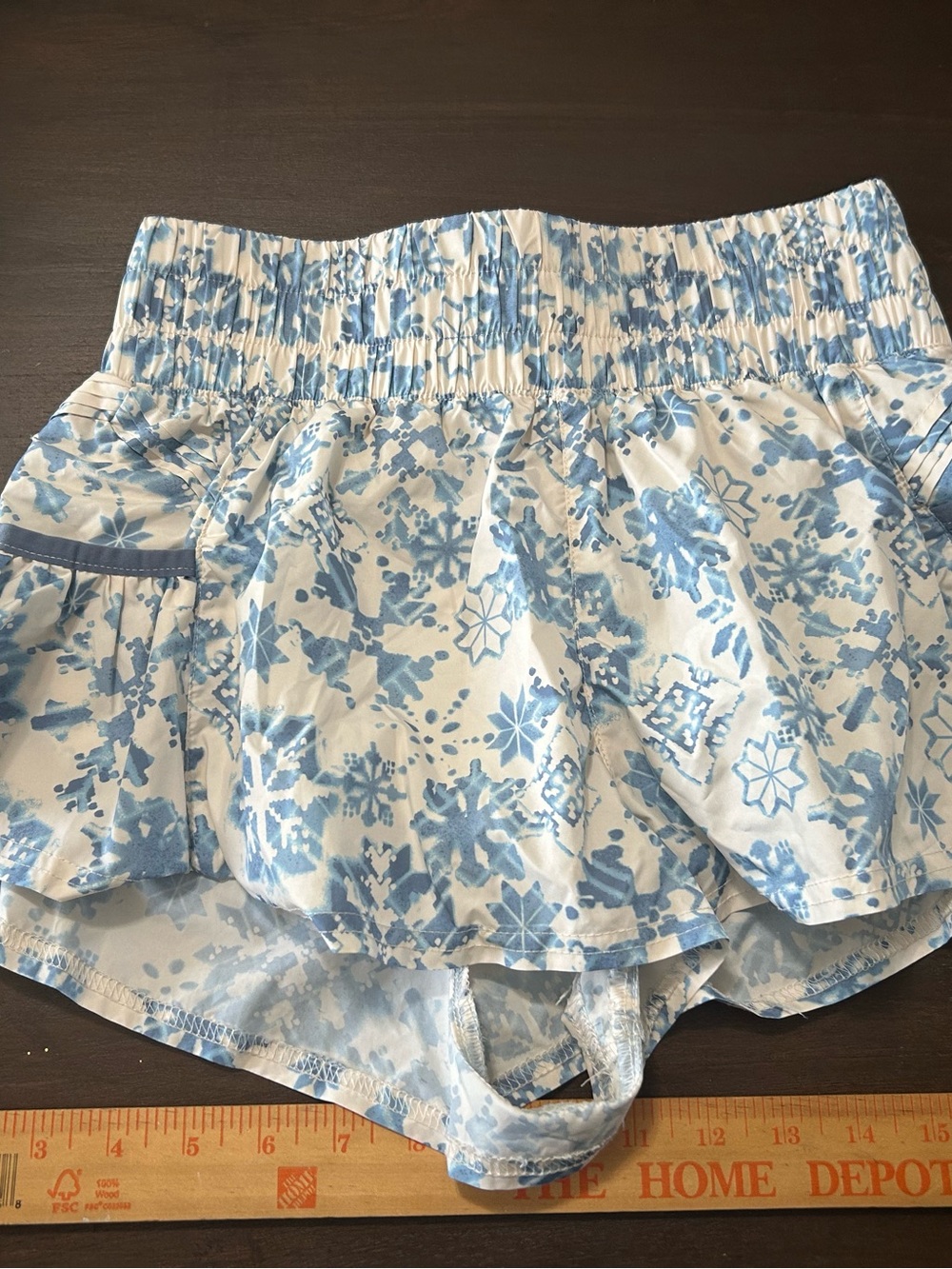 FP Movement by Free People White and Light Blue Floral Athletic Shorts